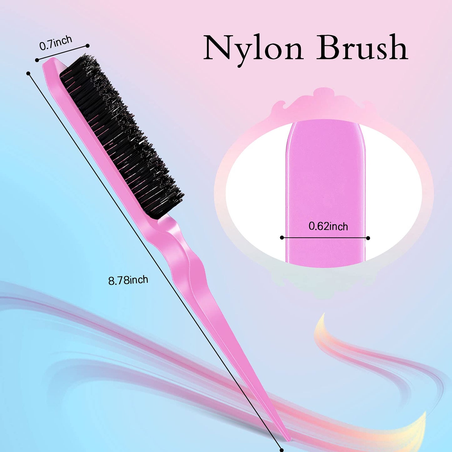 Geiserailie 3 Pcs Slick Back Hair Brush Set Bristle Brush Edge Control Teasing Comb for Women Black Hair(Light Pink) Beauty and Personal Care Geiserailie
