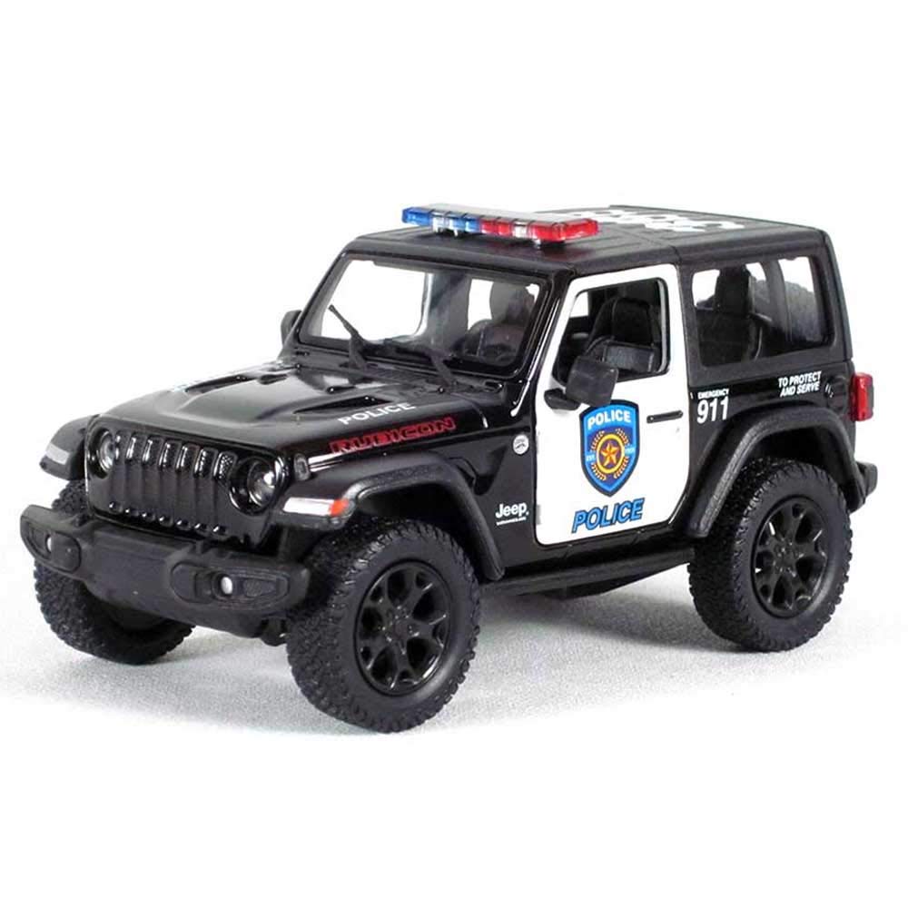 KiNSMART - Jeep Wrangler Rubicon Off Road 4x4 5 inch 1:34 Scale Die Cast Model Replica Toy Car (Rescue Police)