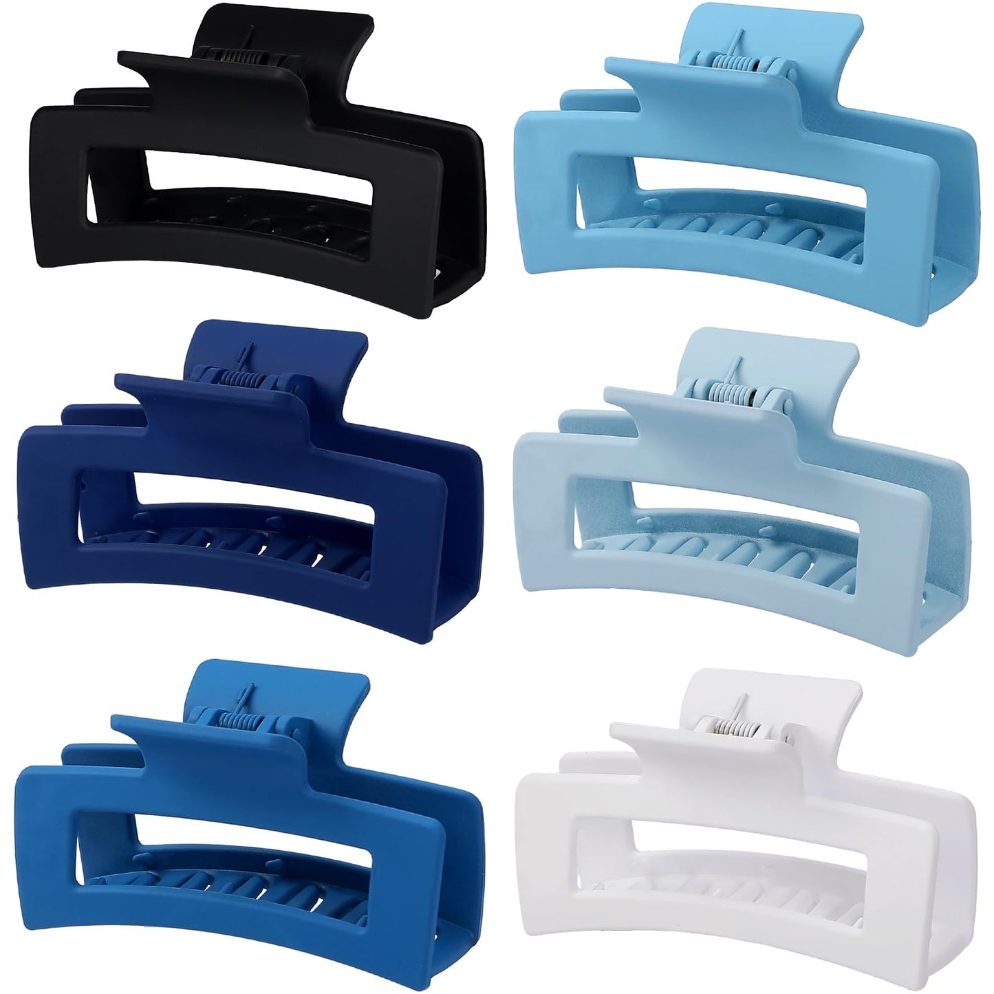 Sisiaipu 3.5 Inch Medium Hair Claw Clips 6 Pack Hair Clips for Women Square Rectangle Claw for Hair Banana Jaw Clips Hair Accessories for Girls (Blue) Beauty and Personal Care Sisiaipu Default Title