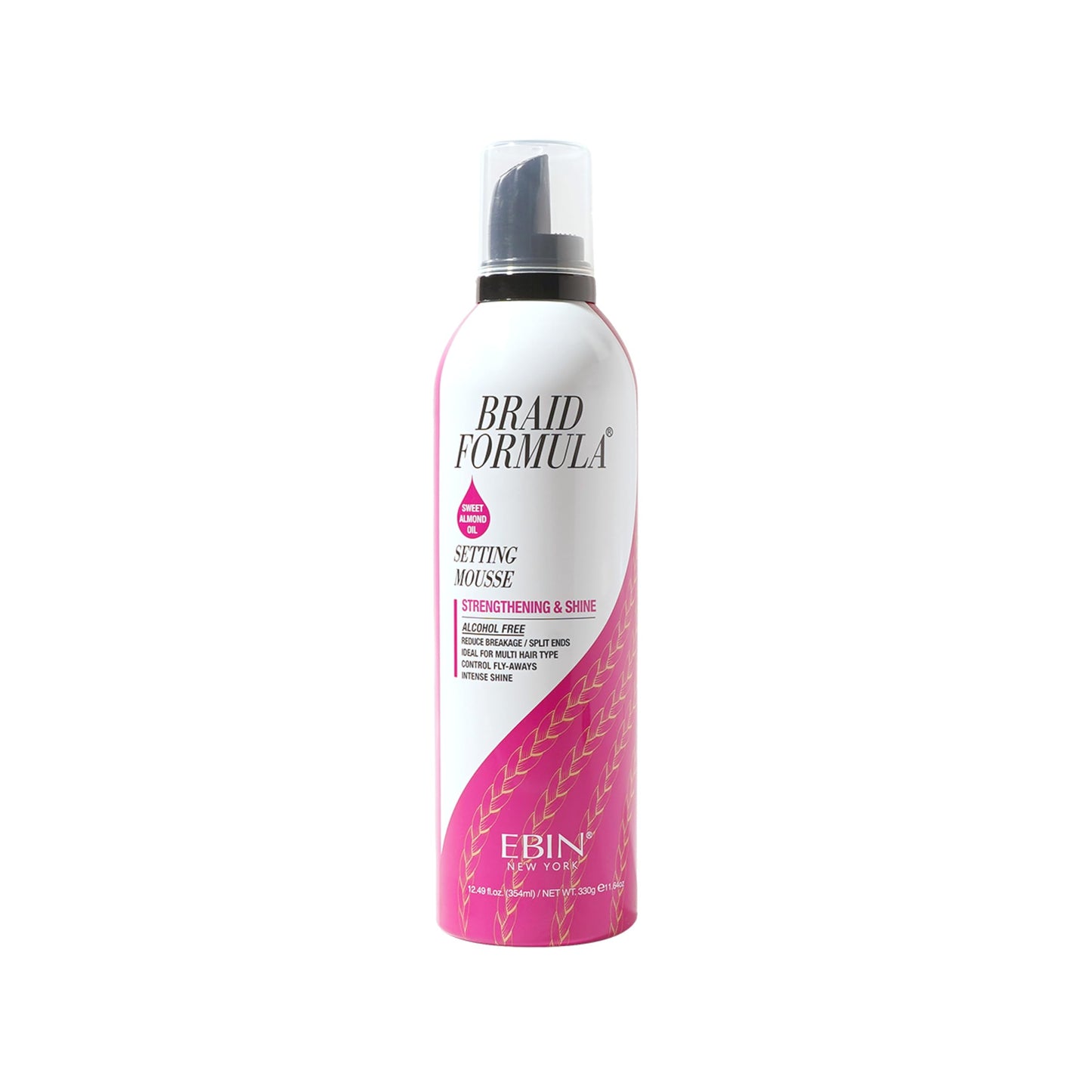EBIN NEW YORK Braid Formula Setting Mousse (12.49 oz, Sweet Almond Oil)