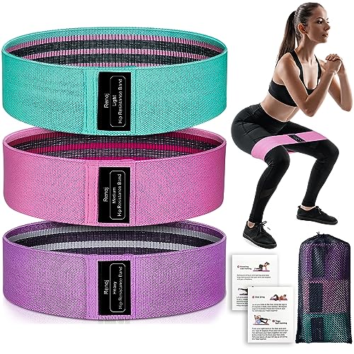 Renoj Resistance Bands, Yoga Starter Sets for Women and Men, 3 Set of Stretch Exercise Workout Bands for Booty Legs, Elastic Pilates Flexbands