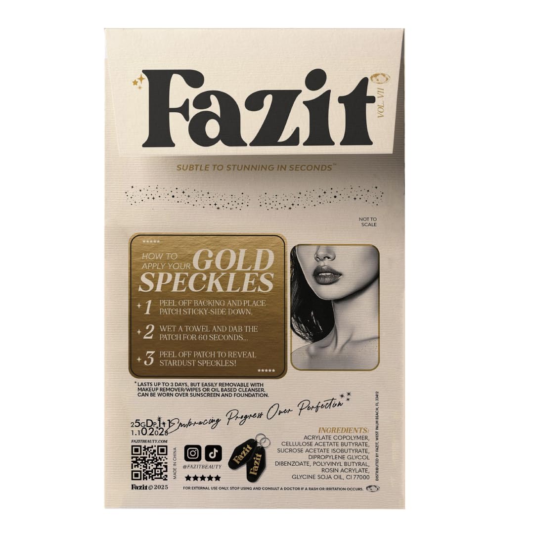 Fazit Makeup Patches - Gold Decollatage Speckles - Glow Up Make-Up Patches - Cute Glitter Makeup Accessories for Women - Cosmetic Glitter