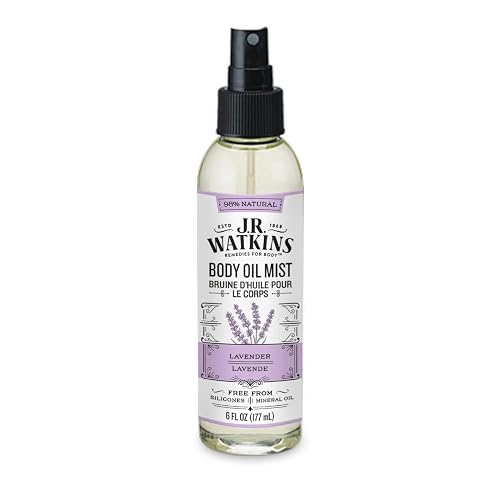 J.R. Watkins Natural Hydrating Body Oil Mist, Moisturizing Body Oil Spray for Glowing Skin, and Cruelty-Free, Lavender, 6 fl oz, Single