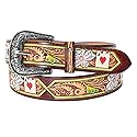 American Darling Beautifully Hand Tooled Brown Genuine American Leather Belt Men and Women Western Belt with Removable Buckle