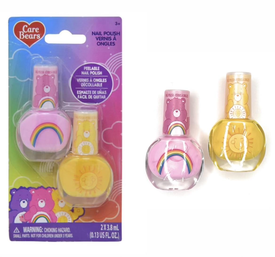 Townley Girl Care Bears 2 Pack Nail Polish on Card - Water-Based, Durable - Dry Immediately and Smooth Coverage Nail Polish Set Beauty & Personal Care Townley Girl