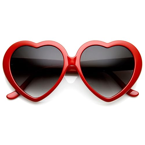 zeroUV Oversized Heart Shaped Sunglasses UV400 Cute Trendy Love Fashion Eyewear for Women 52mm (Red)