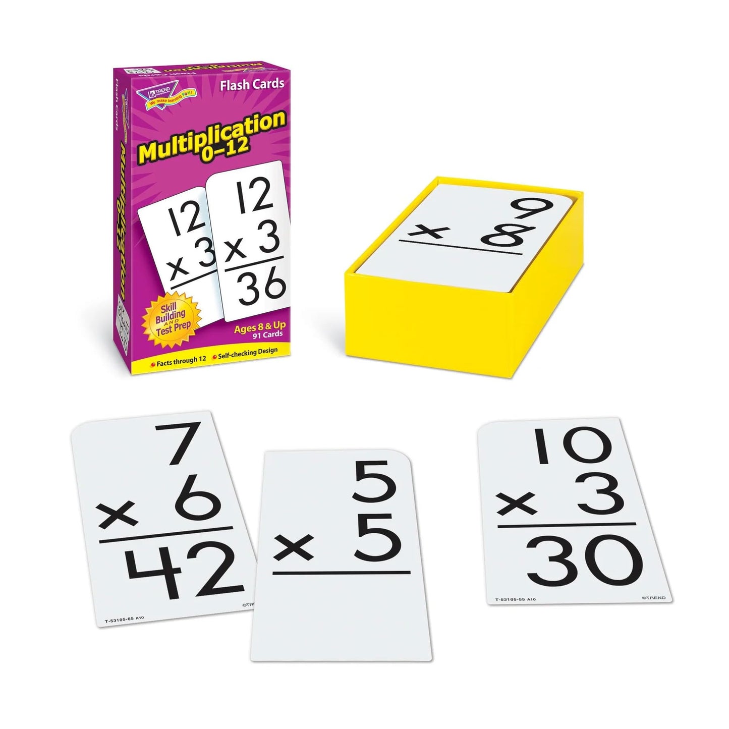 TREND Multiplication Flash Cards 0–12 | 91 Self-Checking Cards for Math Skill Building & Test Prep | Fun Learning Tool for Kids Ages 8+