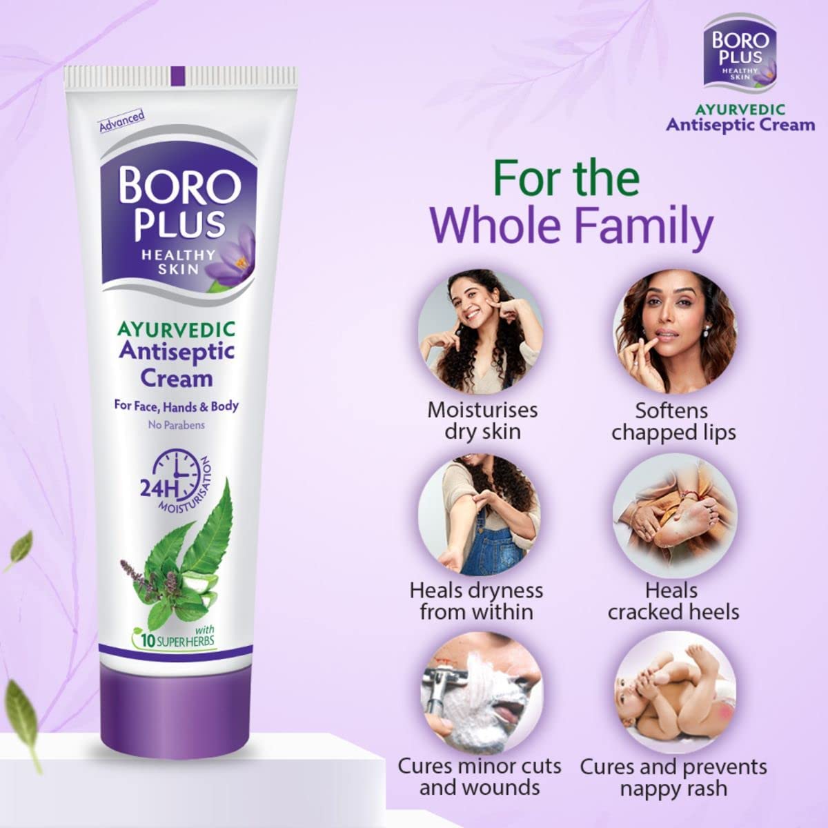 Boroplus Natural Ayurvedic Cream | with Skin Loving Herbs | Multi-Purpose Healing Cream | Repairs Wounds, Rashes, & Cracked Feet | 1.35 Oz/40ml