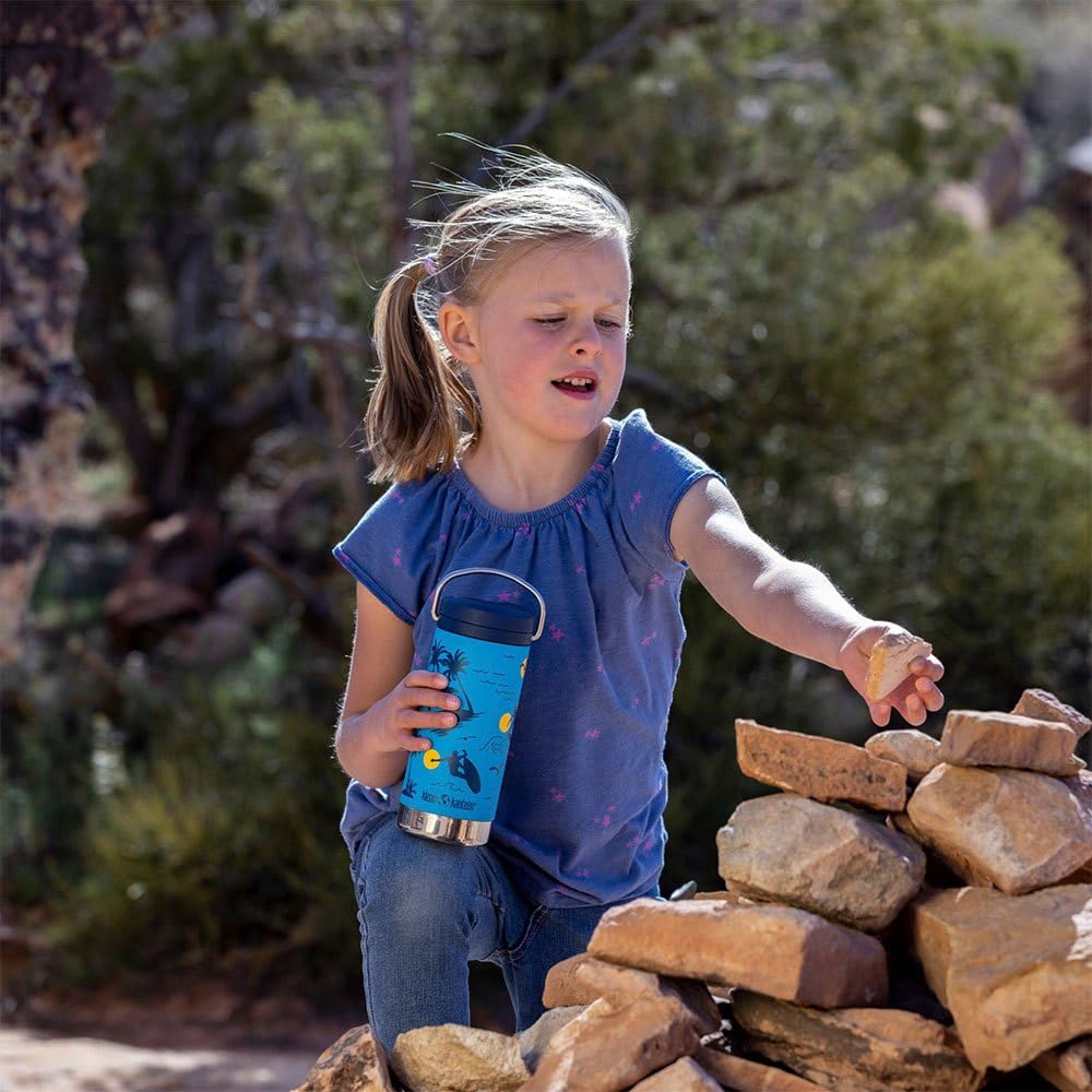 Klean Kanteen TKWide Insulated Bottle - Twist Cap, Steel Straw - Sports & Office - Surfer, 12 oz