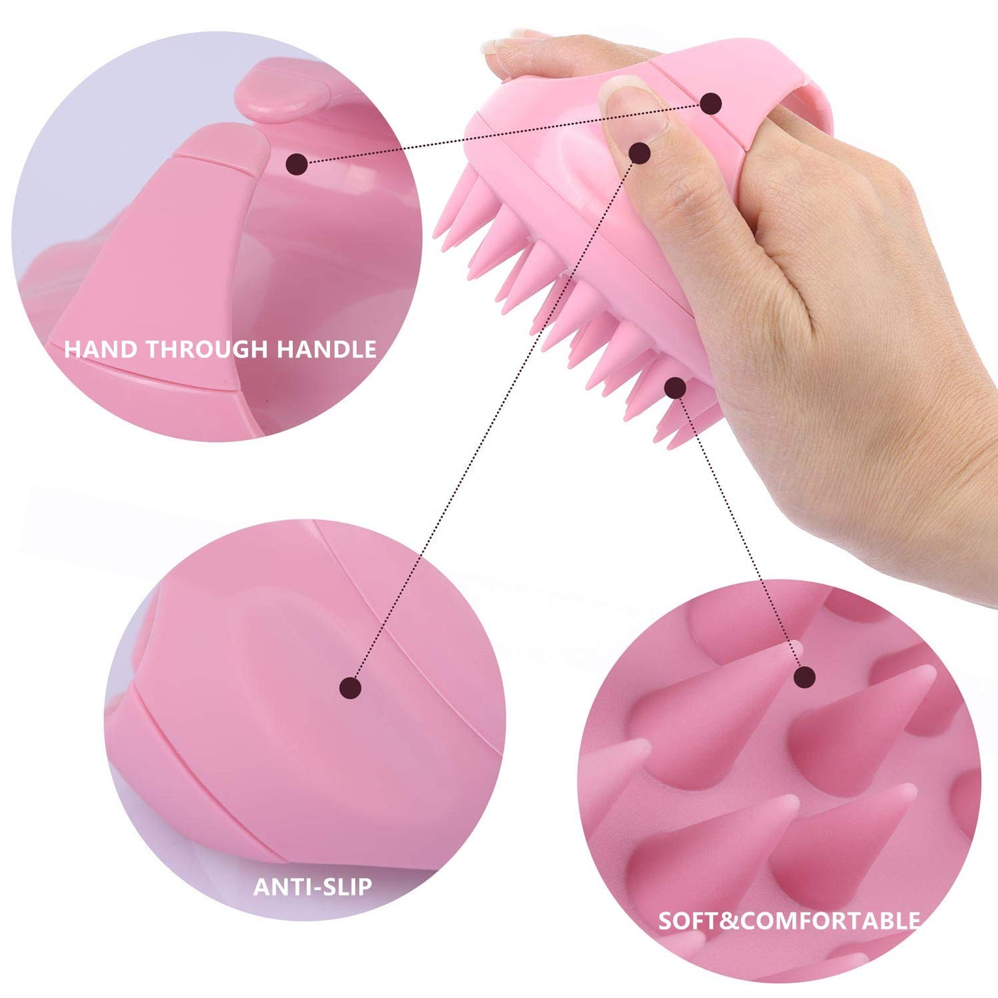 3 Pcs Silicone Scalp Massager & Shampoo Brush, Handheld Scalp Scrubber Cleansing Brush for Shower