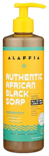 Alaffia - Authentic African Black Soap, All-in-One Body Wash, Shampoo, and Shaving Soap For All Skin and Hair Types, Fair Trade, No Parabens, Non-GMO
