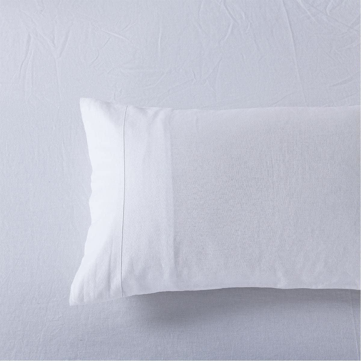 Royal Hotel Bedding Vintage Belgian Flax Linen and Cotton Blend Pillowcases, Hypoallergenic Pre-Washed Linen Cotton, Cool Breathable Percale Weave 150