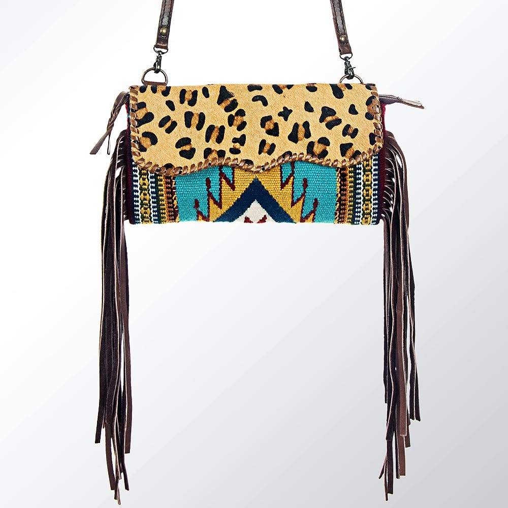 American Darling Women's Crossbody Bag Western Saddle Blanket Hair On Genuine Leather Handbag and Ladies Purse