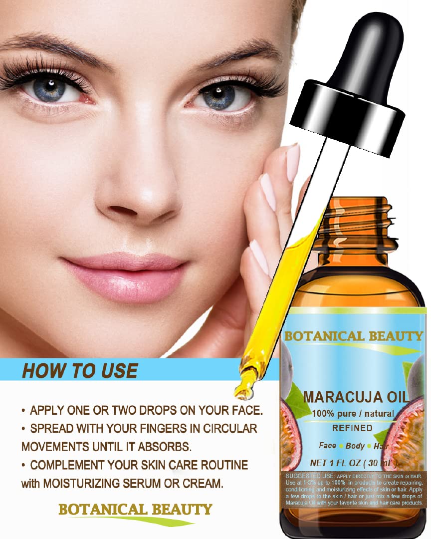 Botanical Beauty MARACUJA OIL 100% Pure Natural Cold Pressed Undiluted for Face, Skin, Hair, Body, Lip, Nails 0.5 Fl Oz - 15 ml Rich in Vitamin C