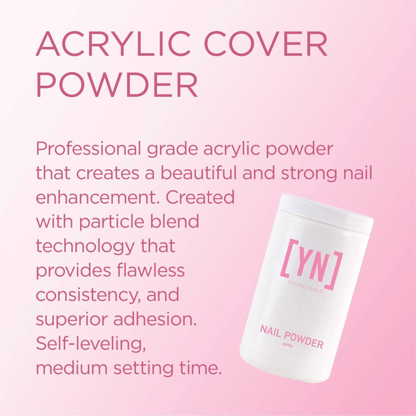Young Nails Acrylic Cover Powder - Self-Leveling Acrylic Nail Powder, Clear Nude Pink White Acrylic Powder for Nail Extenstion, Professional Grade Beauty & Personal Care Young Nails