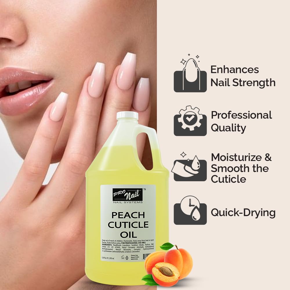 PRO NAIL - Cuticle Revitalizing Oil for Nails, Peach, 128 Oz - Professional Strength, Pedicure and Manicure - Moisturizes and Strengthens Nails