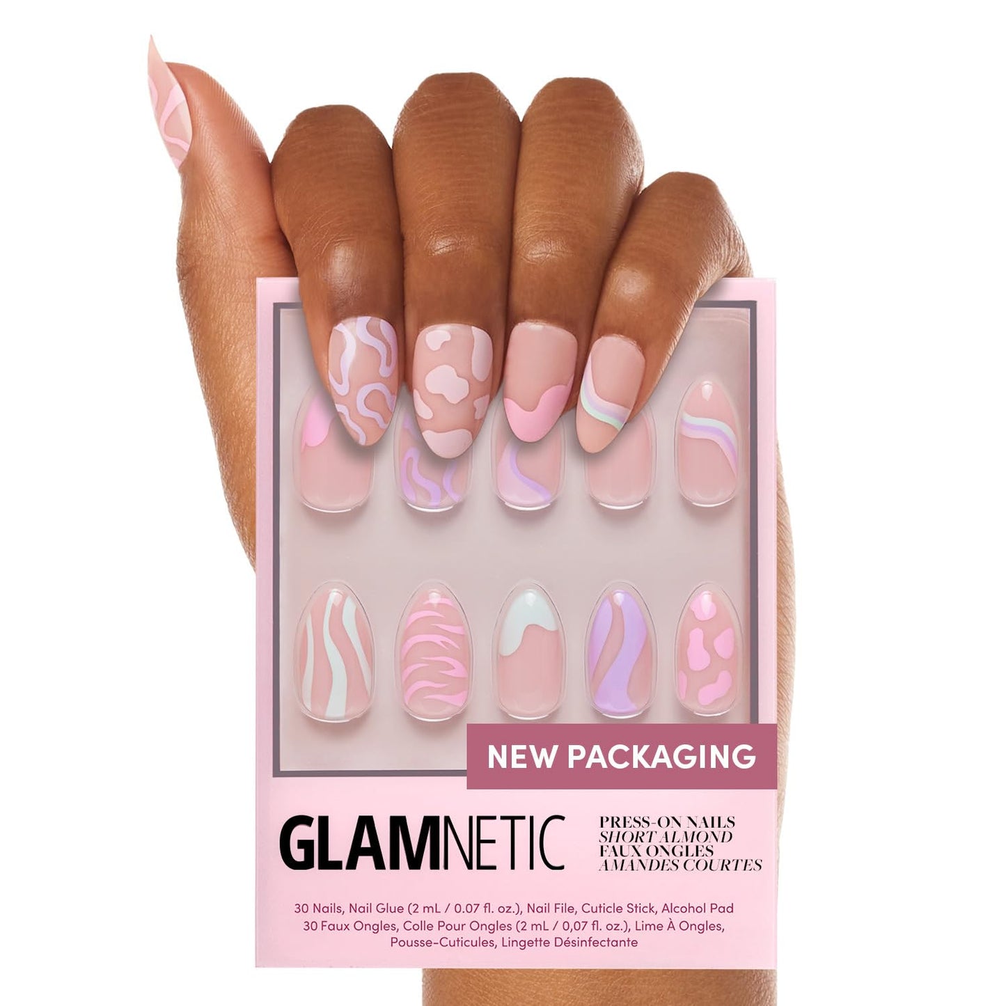 Glamnetic Press On Nails - Wild Card | Opaque UV Finish Short Pointed Almond Fake Nails, Salon Quality Pastel Nails in 12 Sizes - 24 Nail Kit Beauty & Personal Care Glamnetic