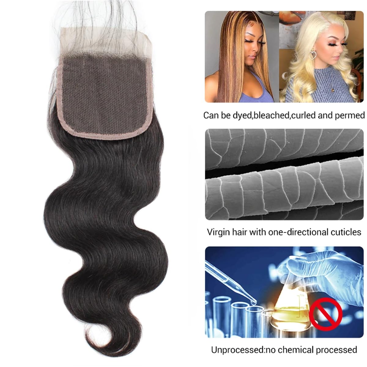 Smoothair 4x4 Lace Closure Body Wave Lace Front Human Hair 18 Inch Ear to Ear HD Frontal Closures Human Hair Extensions for Black Women Free Part 150% Beauty and Personal Care Smoothair