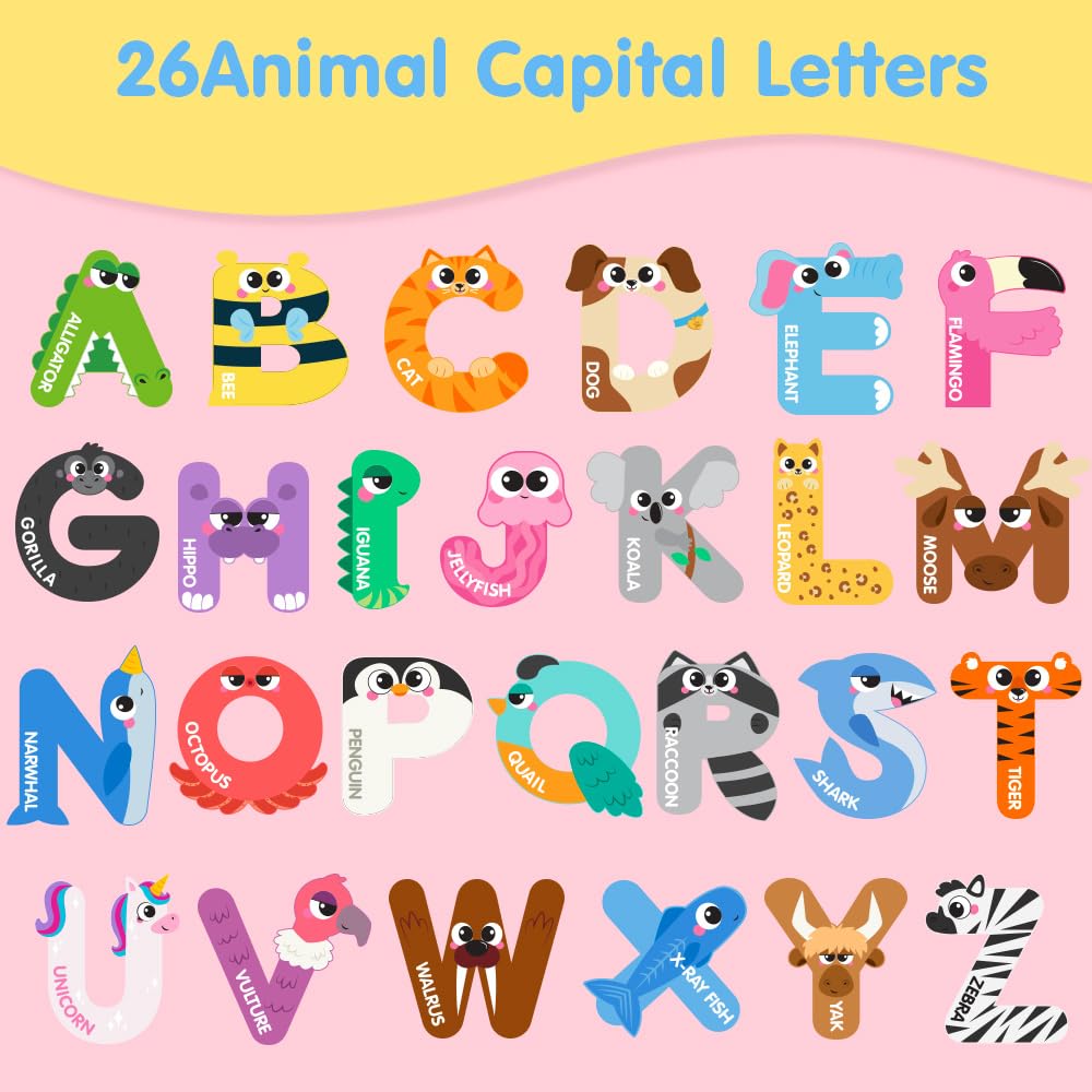 JOYIN Magnetic Letters – 26 Large Animal Alphabet Fridge Magnets for Toddlers, Educational ABC Spelling & Learning Toy for Kids Ages 3–5