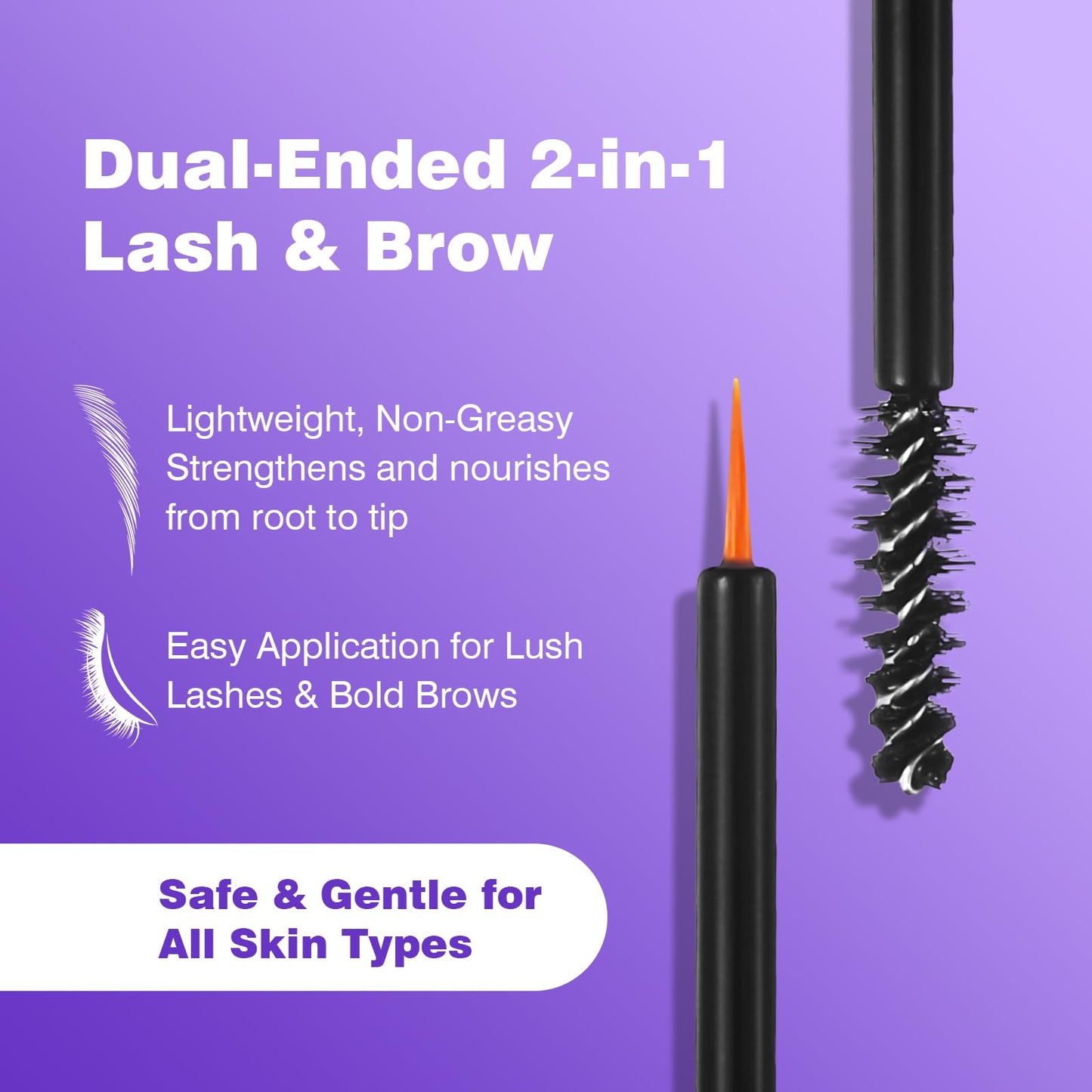 2-in-1 Lash & Brow Growth Serum, Dual-Ended Eyelash & Eyebrow Enhancer with Peptides, Biotin & Hyaluronic Acid, Fuller Thicker Longer-Looking Lashes Beauty and Personal Care Leidyann Beauty