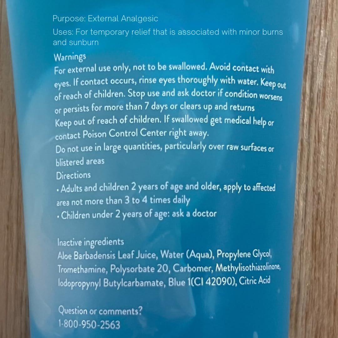 ALOE UP Aloe Ice Sunburn Relief Gel – 96.6% Pure Aloe Vera After Sun Jelly for Face & Body, Organic, Reef Safe, Alcohol & Fragrance Free, 4oz