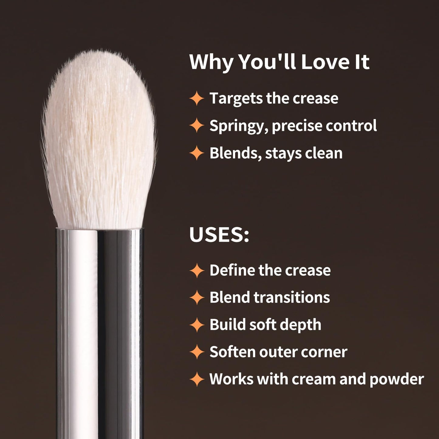 Albeaut Tapered Eye Shadow Brush, Medium Powder Eyeshadow Blending Brush for Crease, Fluffy Eye Makeup Tool for Women and Girls (195 Pro Blender)