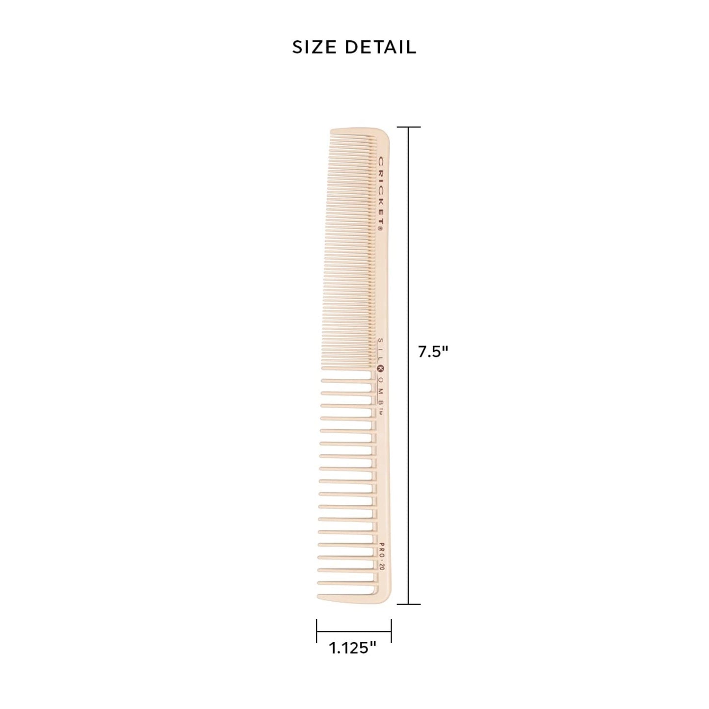 Cricket Silkomb Pro-20 All Purpose Hair Cutting Comb - Silicone-Injected, Seamless Teeth with Dual Tooth Pattern for Precision Cutting, Styling, Ideal