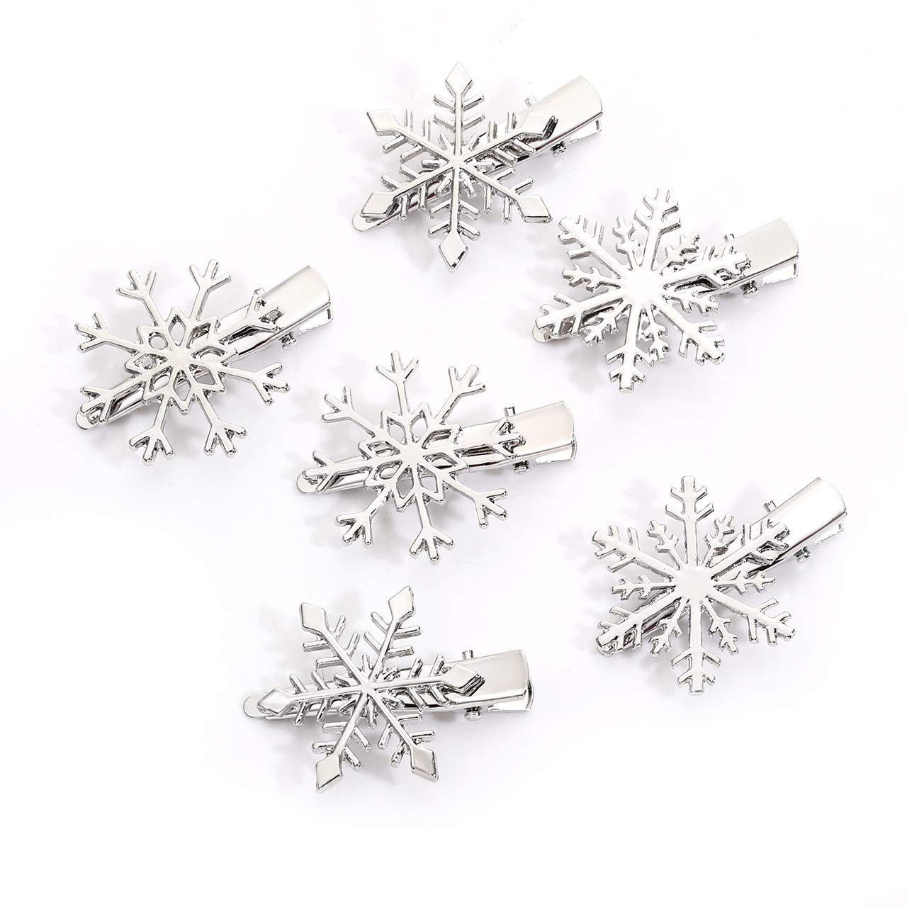 NVENF 6PCS Christmas Hair Clips for Women Holiday Rhinestone Snowflake Hair Clip Christmas Hair Accessories Festive Party Gifts (6PCS Snowflake A)