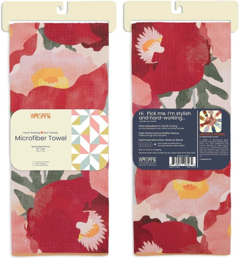 WerkShoppe Abstract Poppies Microfiber Towel
