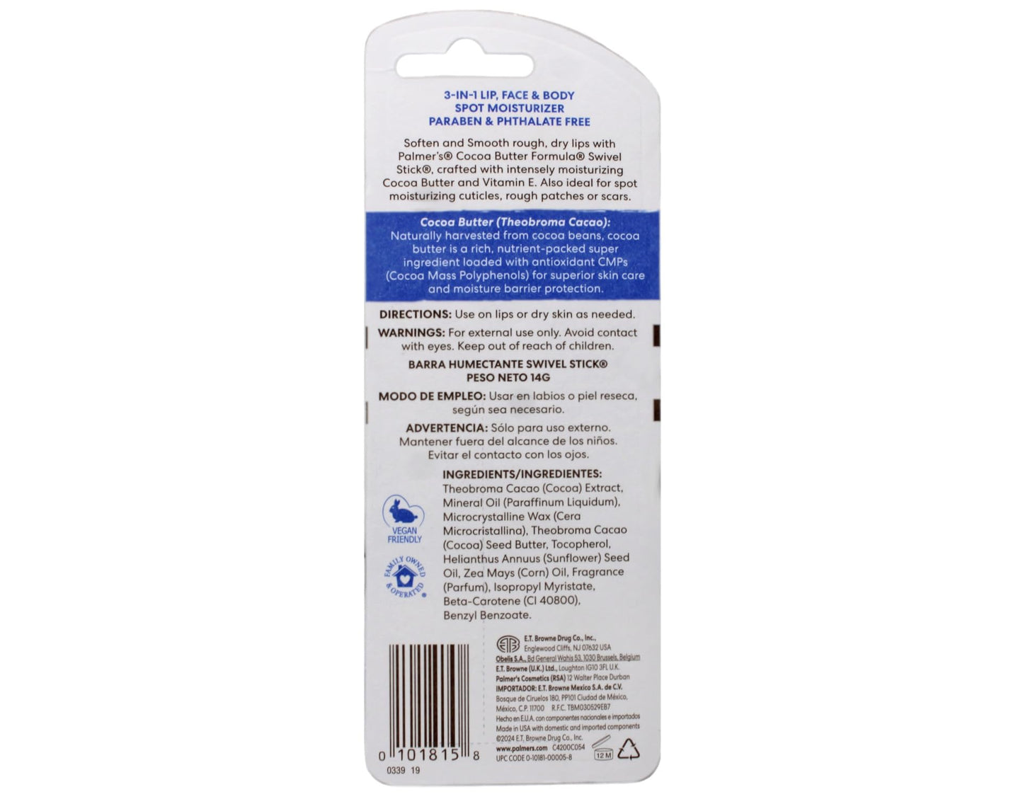 Palmer's Cocoa Butter Formula Swivel Stick 0.50 oz (Pack of 10)