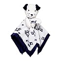 Plush Rattle Baby Snuggle Blanket with Satin, Blue and White Little Me Puppy Toile Print, Puppy Toy (14 inch)