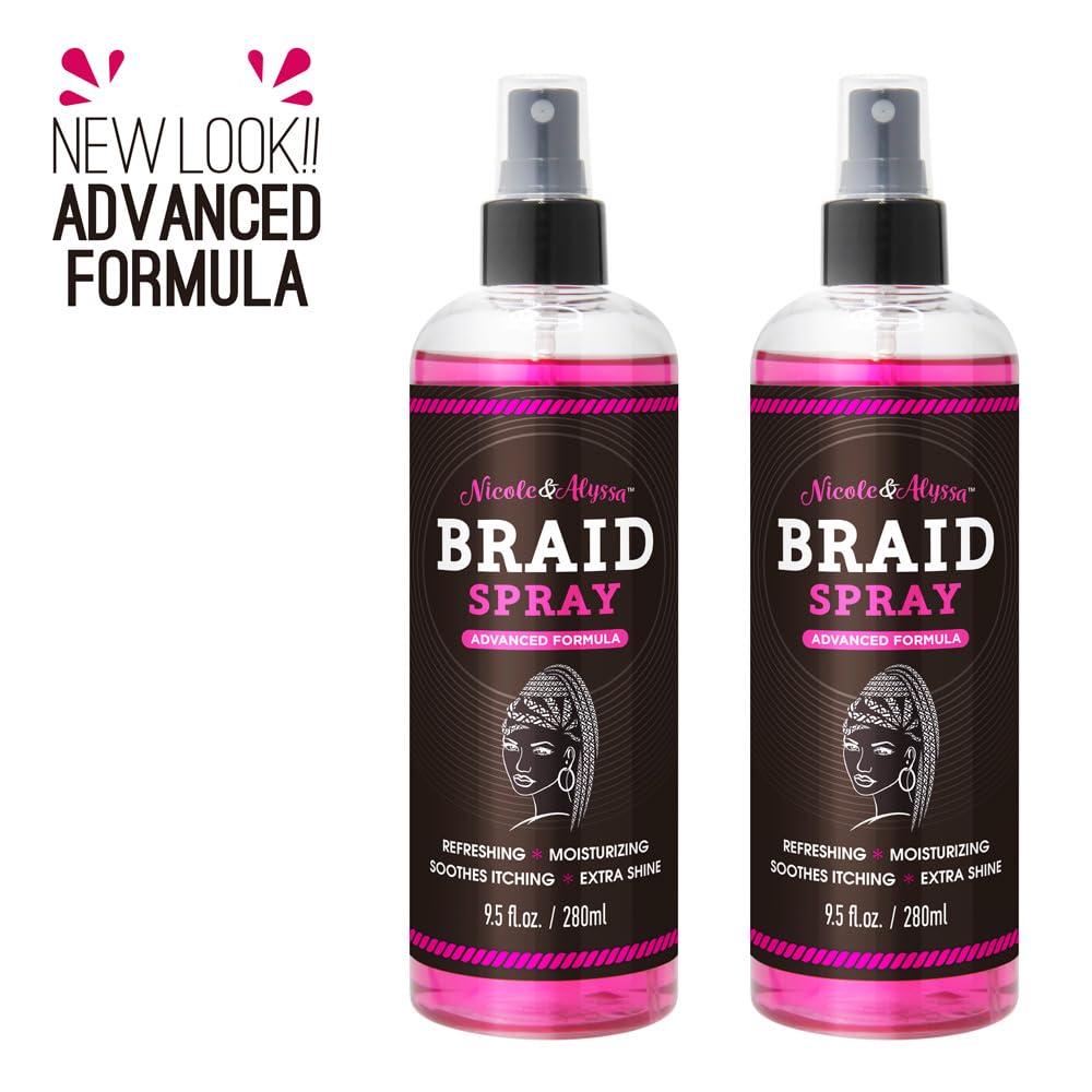 Nicole & Alyssa Braid Spray 9.5oz - for BOHO, Box & Knotless Braids, Crochet Hair Styles, Twists, Locs & Cornrows - Refreshing Moisturizing Braid