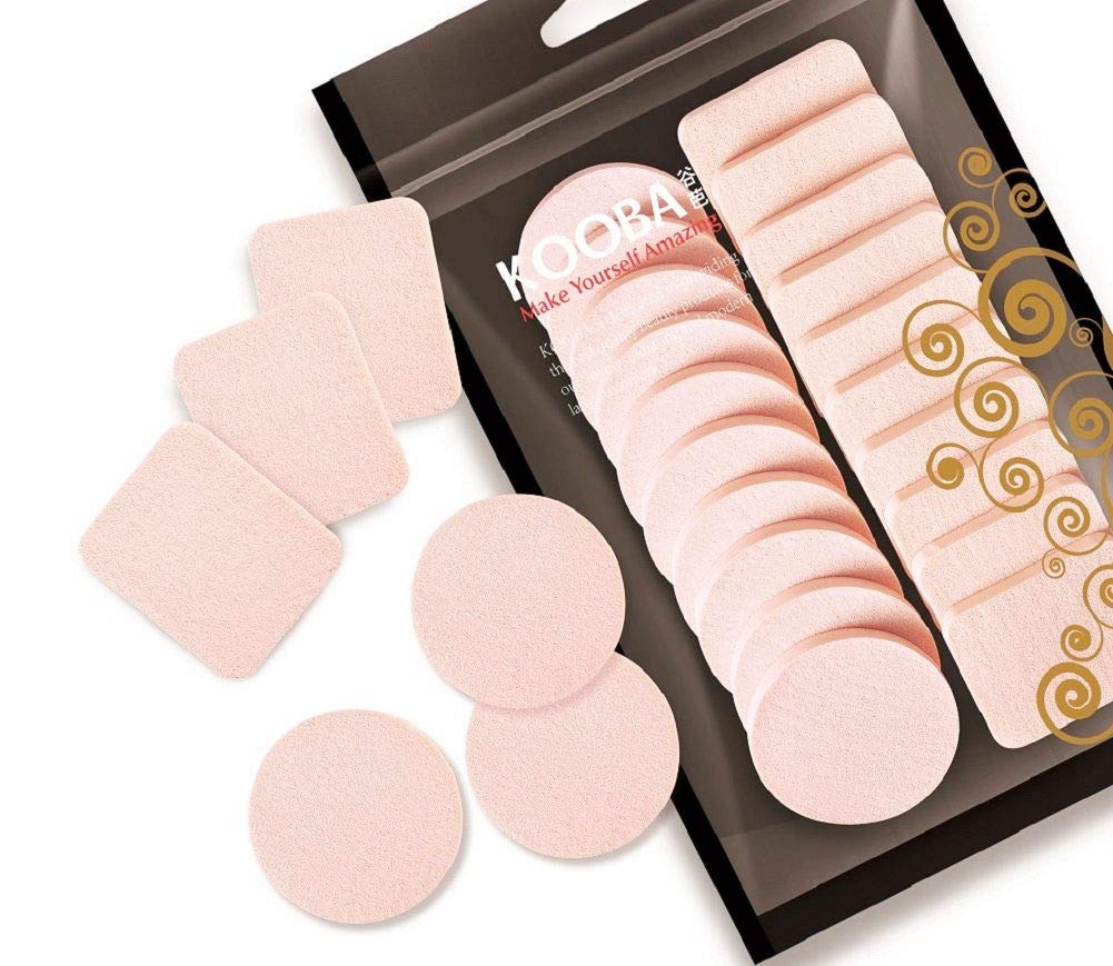 OWLFAVO 20pcs Makeup Powder Sponges Round and Square Latex Free Disposable Beauty Blender Foam Cosmetic Applicator Facial Puffs for Flawless