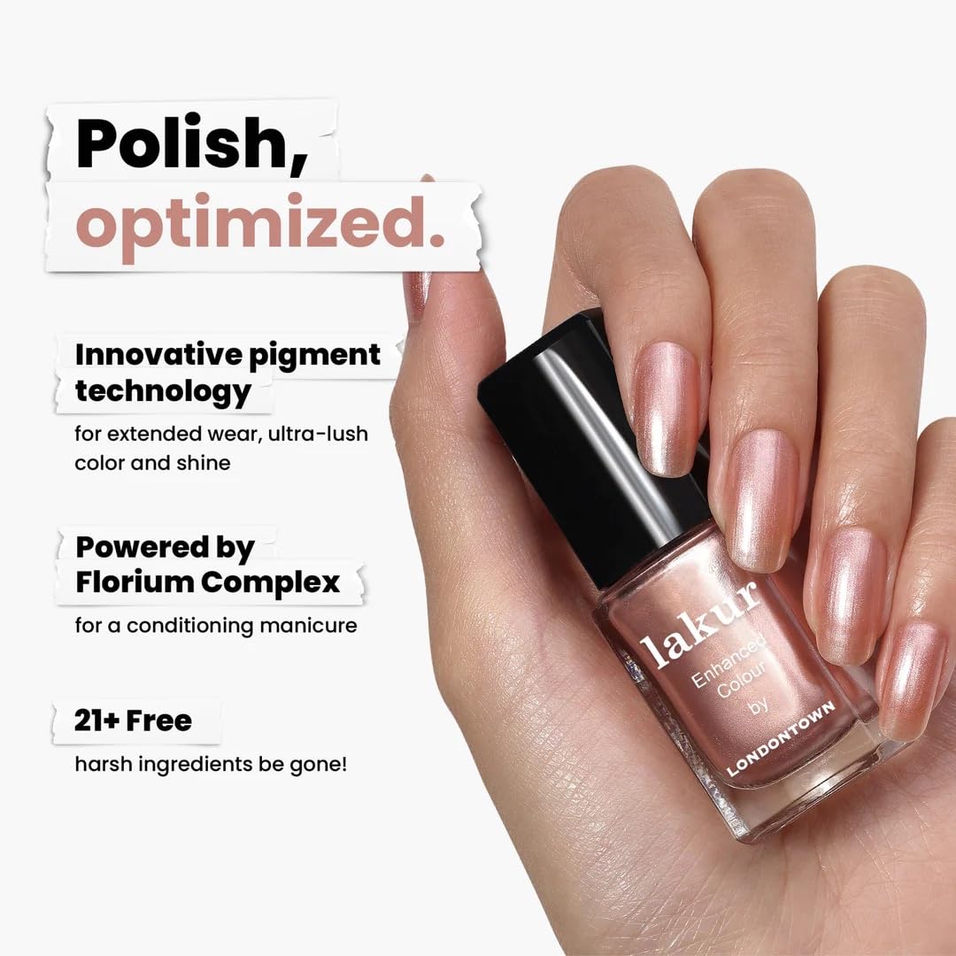 LONDONTOWN Lakur Nail Polish - Nude & Brown Shades, Boozy Brunch, 0.4 Fl Oz, Long-Lasting, Streak-Free, Chip-Resistant | 21+ Free Non-Toxic Vegan Nail Beauty & Personal Care LONDONTOWN