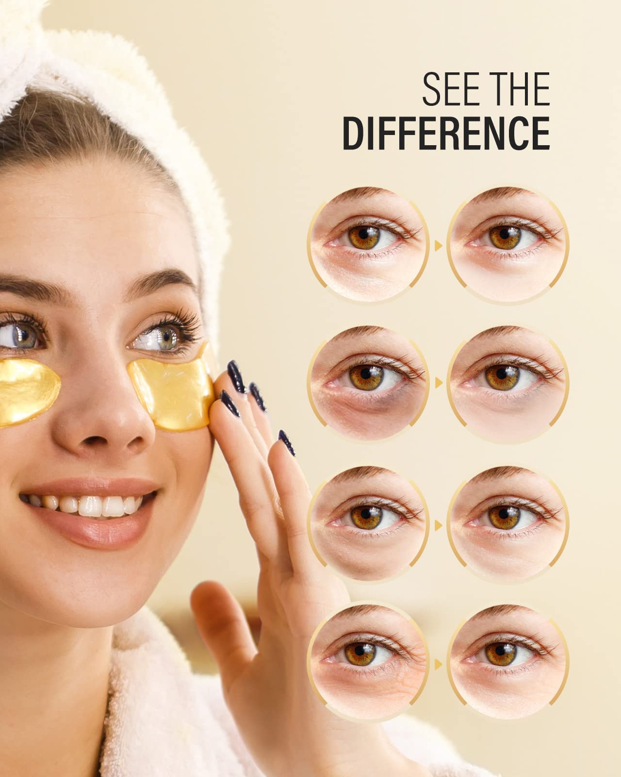 Maskiss 24k Gold Under Eye Patches (25 Pairs), eye mask, Collagen Skin Care Products, Eye Patches for Puffy Eyes, eye masks for dark circles