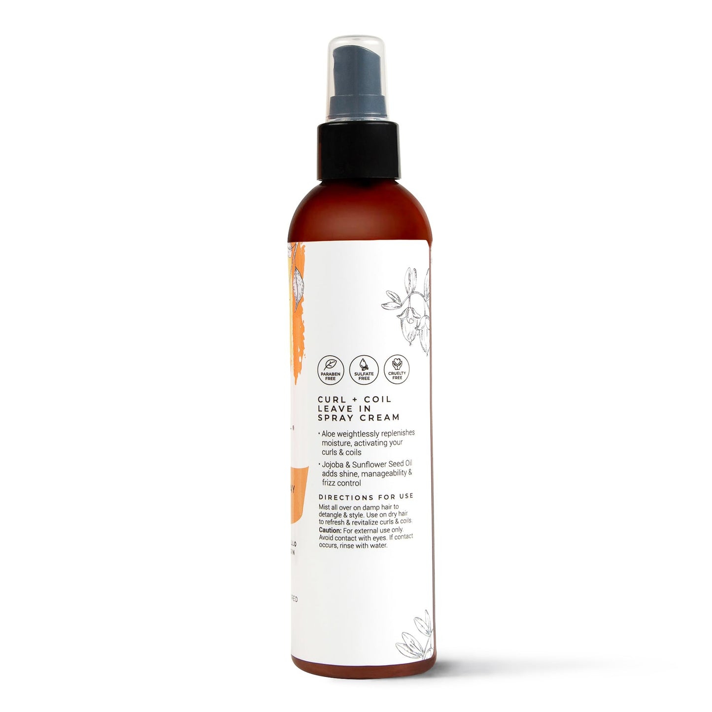 CIBU Curl + Coil Leave In Spray Cream, 8oz - Hair Detangler Spray for Women to Revitalize & Activate Curls and Coils - with Aloe to Replenish