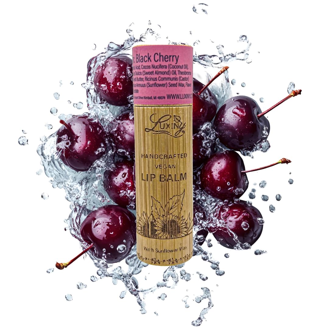 Luxiny Lip Balm 3-Pack - Vegan, Natural Moisturizing Lip Care in Bamboo Tubes with Sunflower Wax and Vitamin E (.15, Vanilla Buttercream, Black Beauty and Personal Care Luxiny