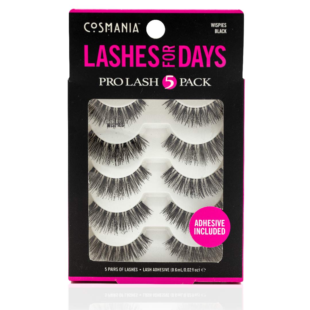 Cosmania Lashes for Days False Eyelashes (Wispies) - Easy to Apply, Gives Lashes Soft, Wispie Look | Noticeably Fuller Looking Lashes | Adhesive