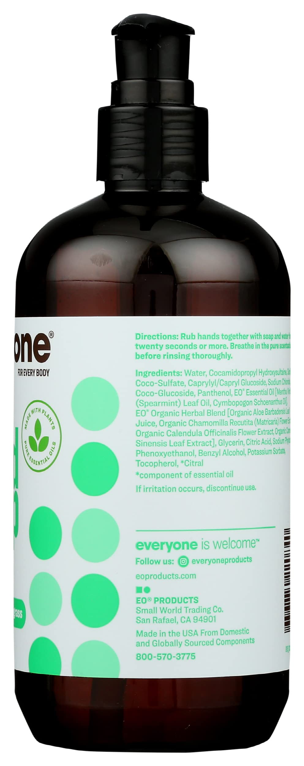 Everyone Liquid Hand Soap, 12.75 Ounce (Pack of 1), Spearmint and Lemongrass, made with Essential Oils for kitchen and bathroom