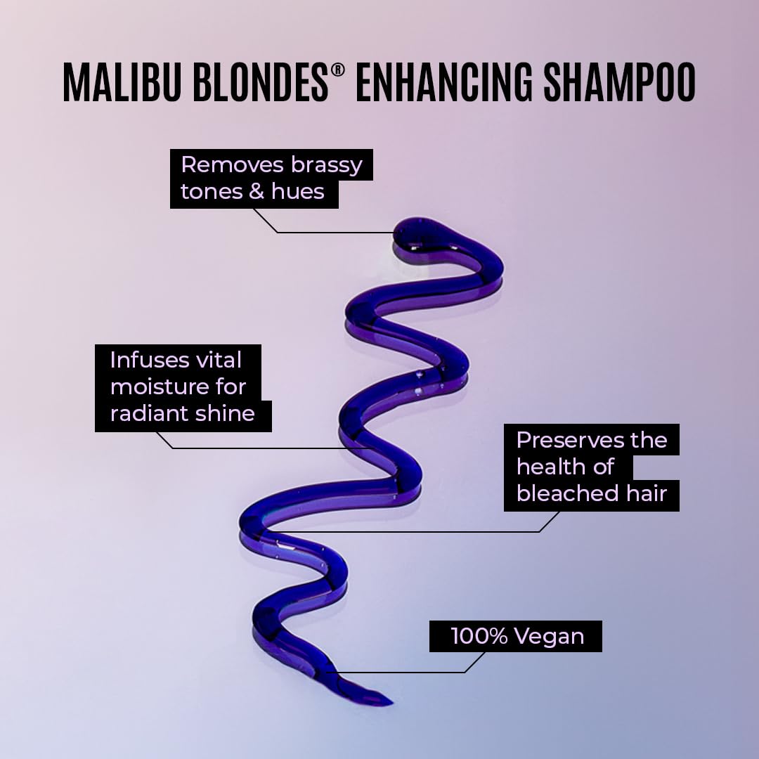 Malibu C Blondes Enhancing Shampoo & Conditioner Duo (33.8 oz) - Revitalizing Purple Shampoo & Conditioner for Hair Health + Brilliancy - Blondes Hair