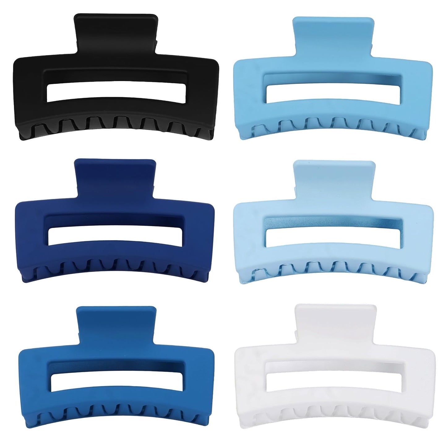 Sisiaipu 3.5 Inch Medium Hair Claw Clips 6 Pack Hair Clips for Women Square Rectangle Claw for Hair Banana Jaw Clips Hair Accessories for Girls (Blue) Beauty and Personal Care Sisiaipu