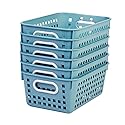 Really Good Stuff Medium Plastic Book Baskets, 11" by 7?" by 4?" - 6 Pack, Water | Versatile Storage Solution for Classroom, Home and Office l Toy…