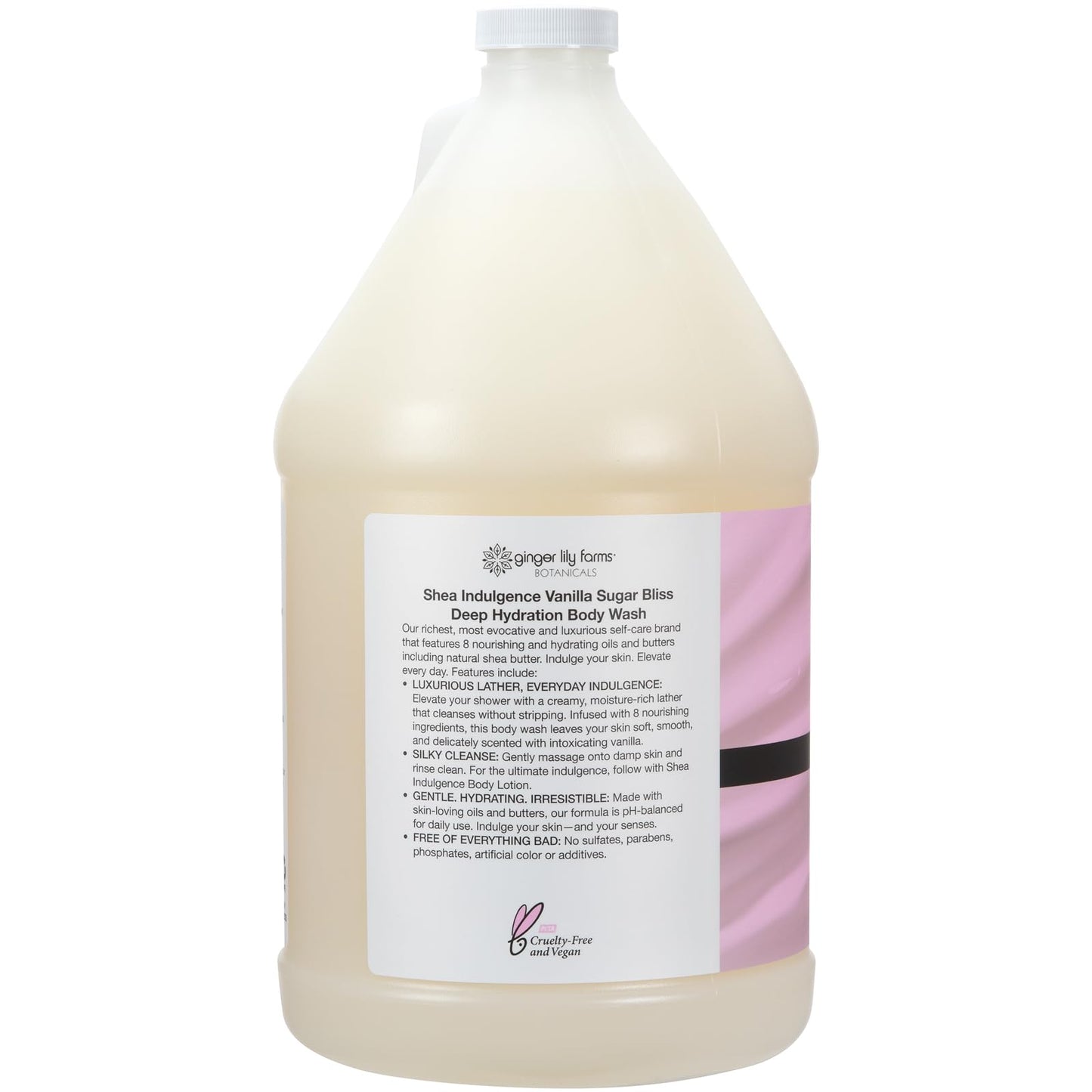 Ginger Lily Farms Botanicals Shea Indulgence Deep Hydration Body Wash, 100% Vegan & Cruelty-Free, Vanilla Sugar Bliss Scent, 1 Gallon (128 fl oz)