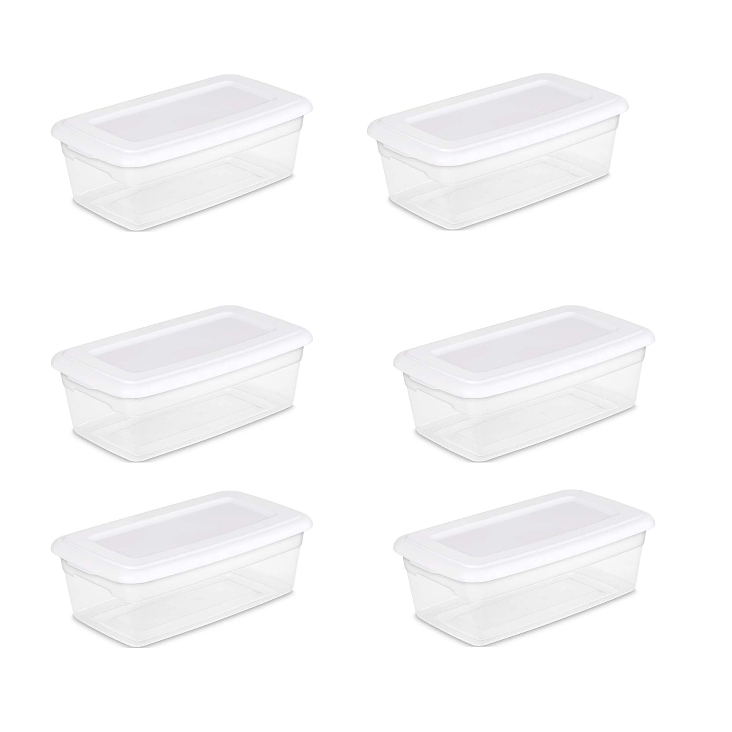 STERILITE 6-Quart Storage Bin Shoe Box - Clear (6)