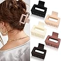 ATODEN 5 Pcs Square Matte Hair Claws for Women & Girls - 2" Non-Slip Strong Grip Hair Clamps for Thin & Medium Hair, Jaw Styling Accessories & Gifts