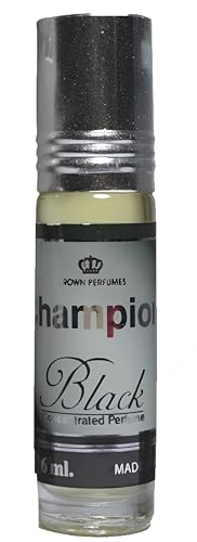 Al Rehab Champion Black - Floral, Tobacco, Woody, Musky - Concentrated Perfume Oil Rollerball for Men, 0.2 Ounce / 6ml
