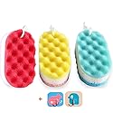 Winture Pack of 3 Exfoliating Foam Sea Sponge Natural Feel Soft Bath Sponge Body Shower Sponges for Women Men (Extra Large Size)