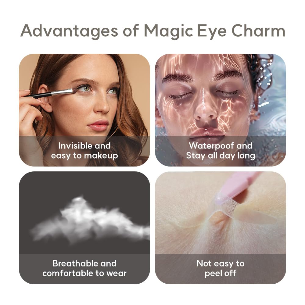 Korean Eye Charm Double Eyelid Tape Hooded Eye Lift - Droopy Eyelid Lifter Eye Lid Strips for Hooded Eyes (Double Sided 3mm 176p)