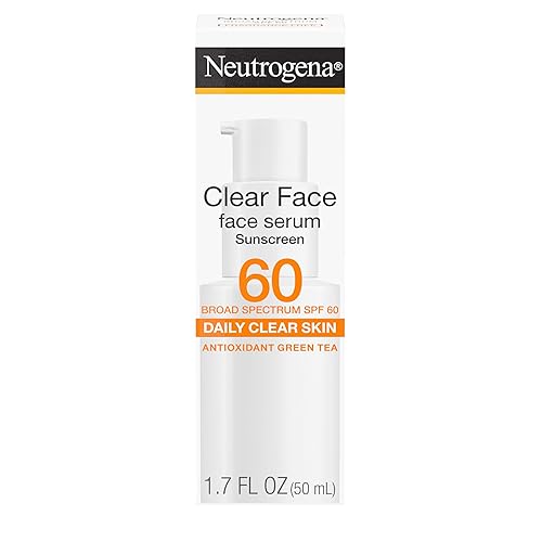 Neutrogena Clear Face Serum Sunscreen with Green Tea, Broad Spectrum SPF 60, Non-Comedogenic Face Sunscreen for Lightweight UVA/UVB Protection