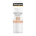 Neutrogena Clear Face Serum Sunscreen with Green Tea, Broad Spectrum SPF 60, Non-Comedogenic Face Sunscreen for Lightweight UVA/UVB Protection
